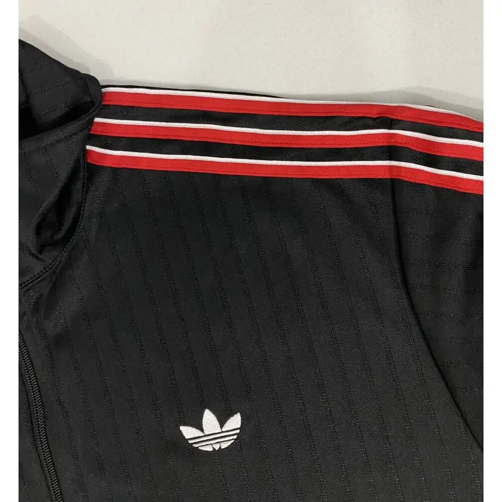 Adidas Originals Firebird Loose Pinstripes Tracksuit Black Scarlet Size 2XL